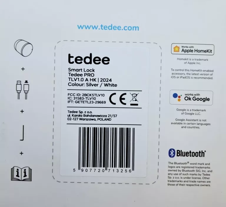 INTELIGENTNY ZAMEK TEDEE PRO SREBRNY DO DRZWI GERDA STEROWANY TELEFONEM