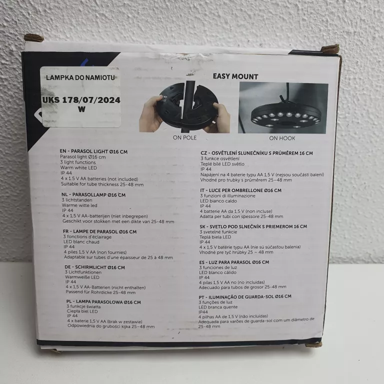 LAMPA POD PARASOL OGRODOWY LED NA BATERIE