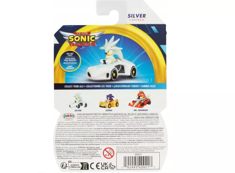 POJAZD SONIC THE HEDGEHOG TEAM RACING SREBRNY SAMOCHÓD
