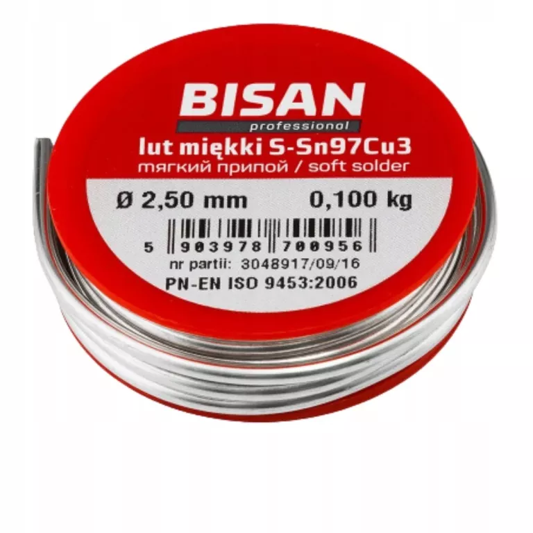 LUT MIĘKKI 2,5 MM 100G CYNA DO LUTOWANIA BISAN