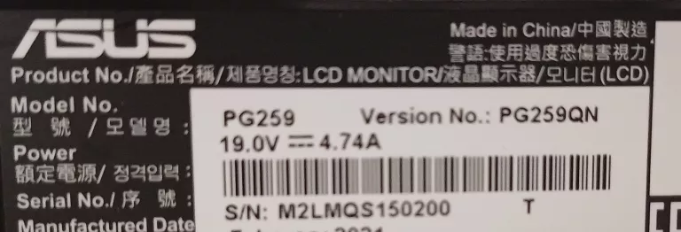 MONITOR GAMINGOWY ASUS ROG SWIFT PG259QN 1920X1080 360HZ