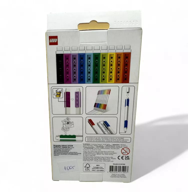 DŁUGOPISY ŻELOWE LEGO KOLOROWE 10 SZTUK