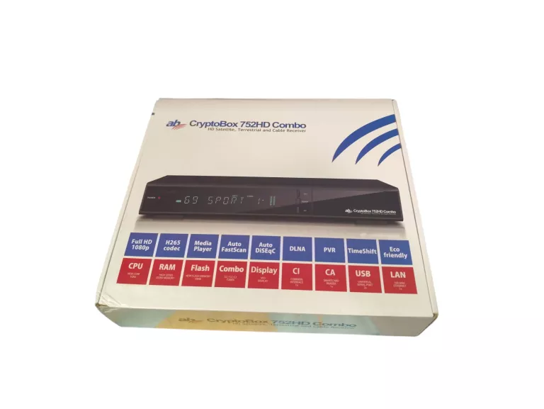 DEKODER CRYPTOBOX AB 752HD COMBO CX CI+ H.265 CCCAM PUDEŁKO