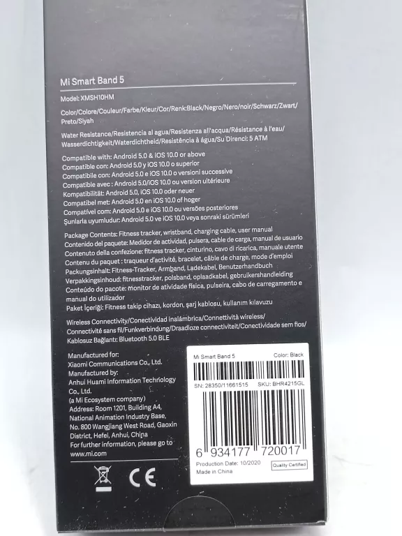 SMARTWATCH XIAOMI MI BAND 5 CZARNY