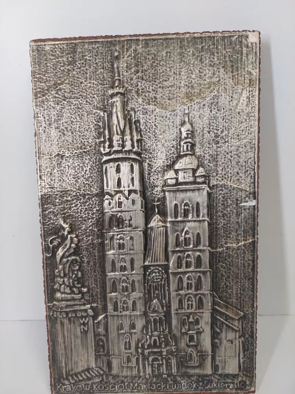 ZESTAW OBRAZÓW 4 SZT METALOPLASTYKA WIDOKI Z KRAKOWA