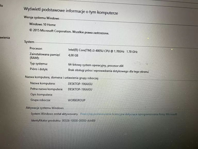 LAPTOP ACER Z5WAH WIN10/4GB RAM/I3/1TB HDD + ZASILACZ