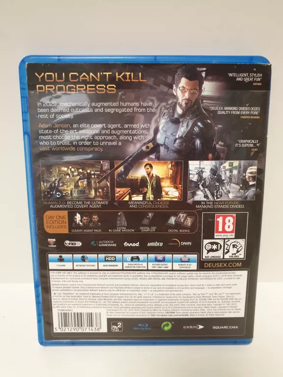 GRA PS4 DEUS EX ROZŁAM LUDZKOŚCI MANKIND DIVIDED
