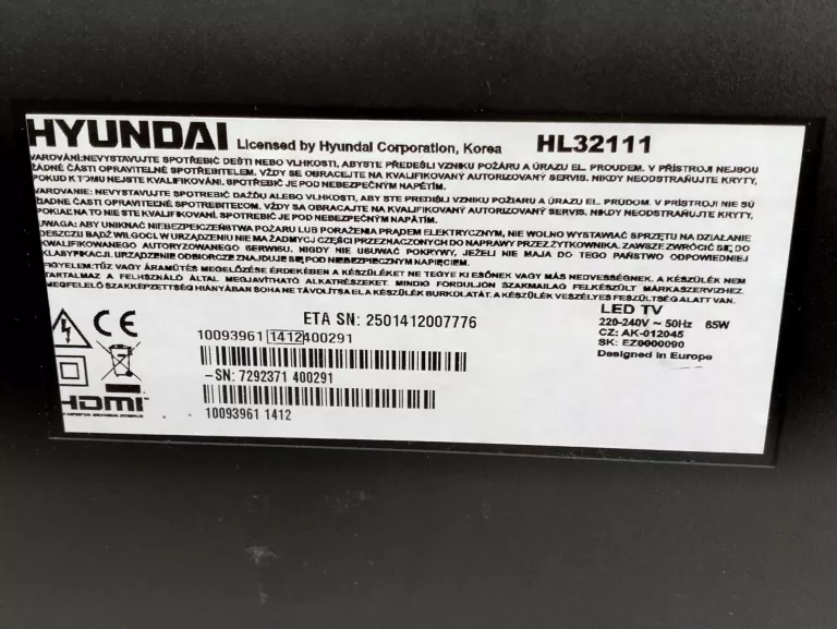 TELEWIZOR LED HYUNDAI HL32111 32" HD READY CZARNY + PILOT