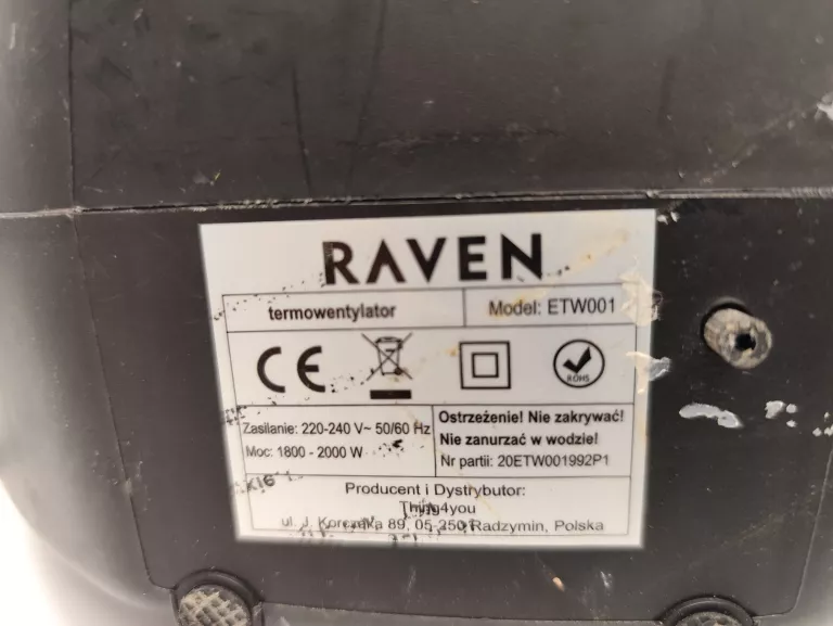 TERMOWENTYLATOR RAVEN ETW001