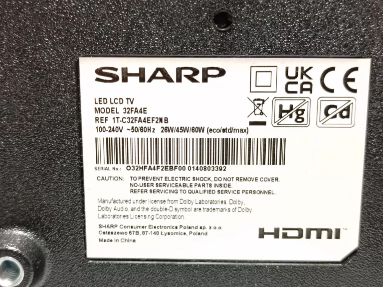 TELEWIZOR SHARP 32FA4E
