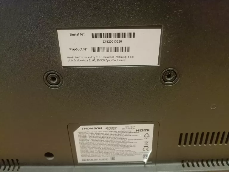 TELEWIZOR THOMSON 40FC3201 + PILOT