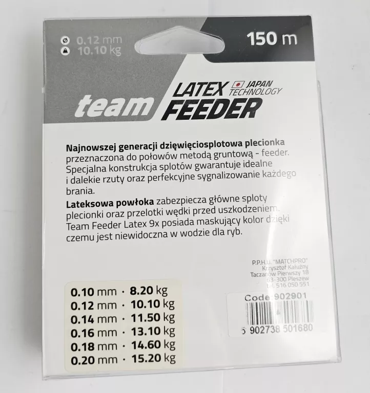 PLECIONKA MATCHPRO 9X TEAM FEEDER LATEX 0,12MM 10.10KG 150M