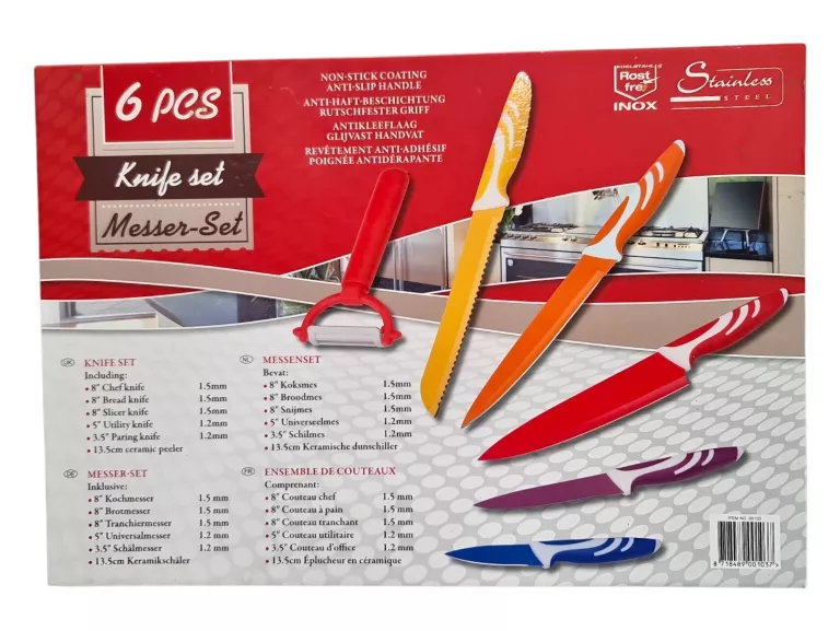KOMPLET NOŻY W PUDEŁKU 6 ELEMENTÓW KNIFE SET MESSER-SET