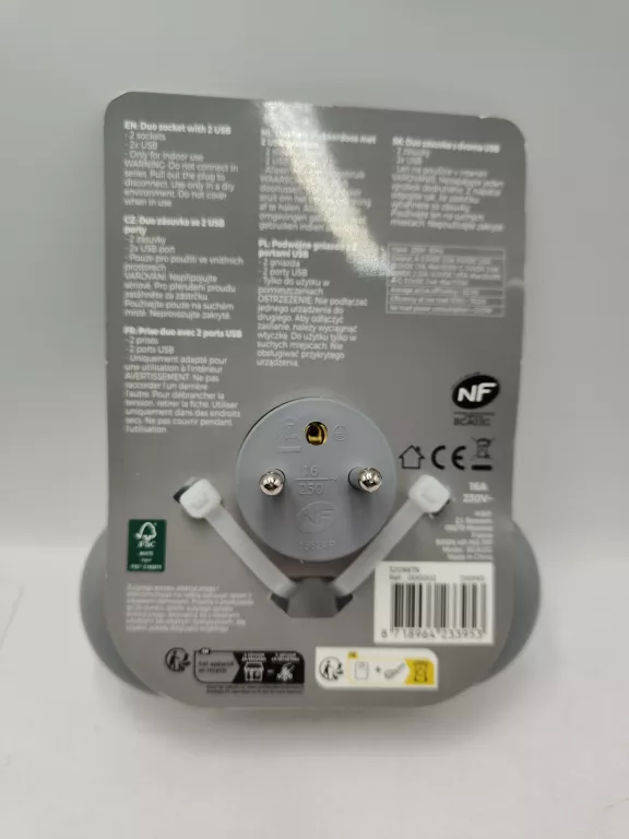 ROZGAŁĘŹNIK 2 GNIAZDKA ŁADOWARKA USB I USB-C