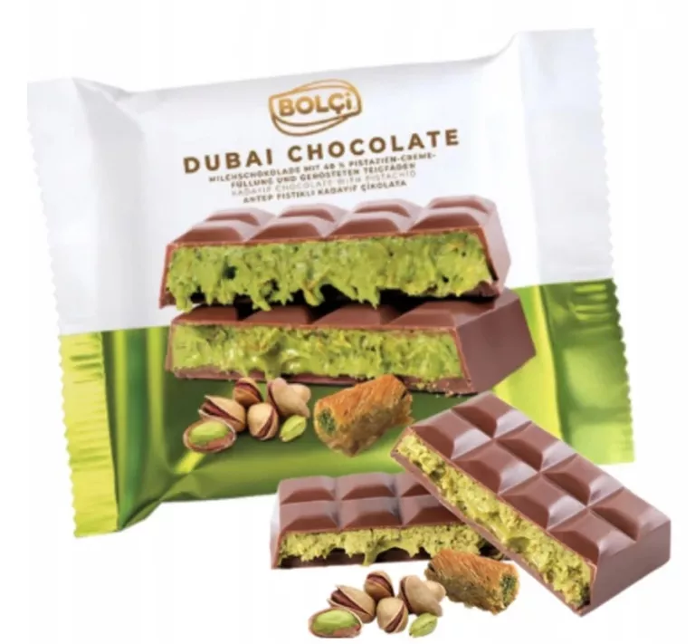 BOLCI CZEKOLADA DUBAJSKA 100G - DUBAI CHOCOLATE Z PISTACJAMI I KADAYIF