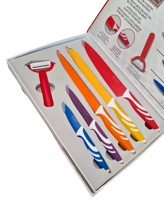 KOMPLET NOŻY W PUDEŁKU 6 ELEMENTÓW KNIFE SET MESSER-SET