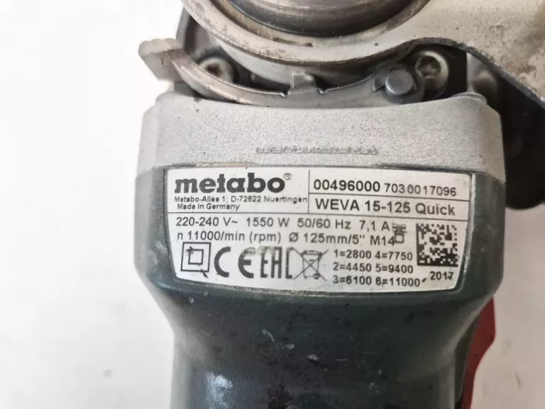 SZLIFIERKA KĄTOWA METABO WEV 15-125 CM