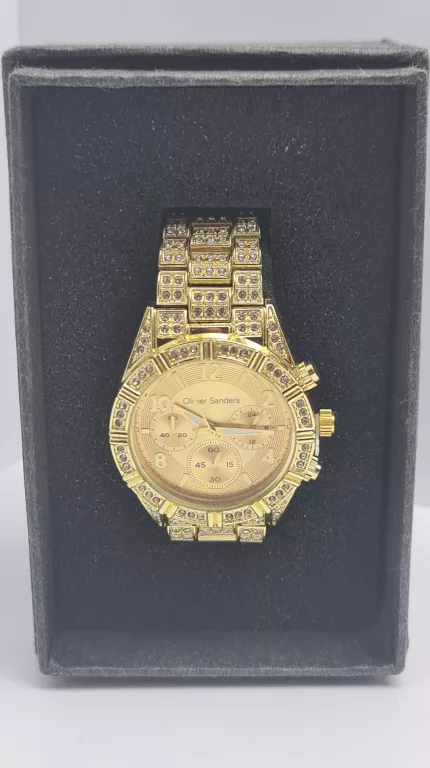 ZEGAREK OLIVIER SANDERS ZŁOTY W PUDELKU