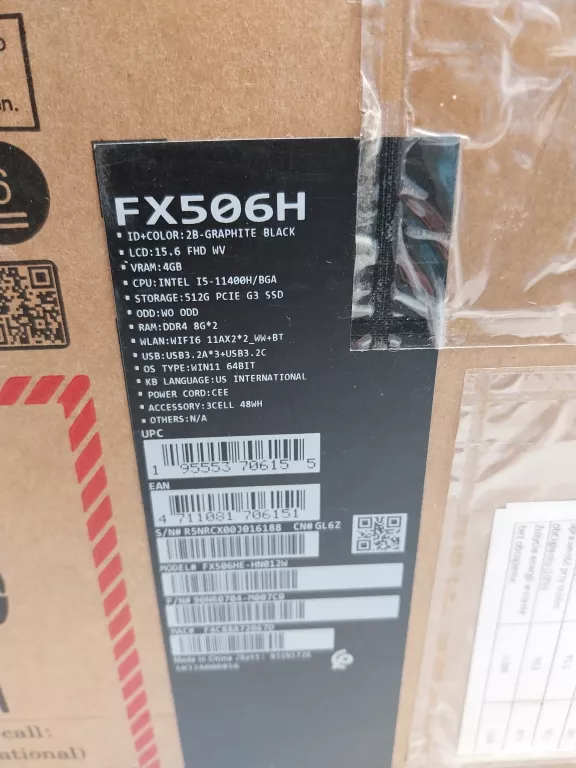 LAPTOP ASUS TUF GAMING F15 FX506HE-HN012W CORE I5-11400H | 15,6''-144HZ