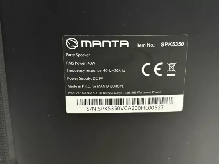 POWER AUDIO MANTA SPK5350 FLAME 100W + MIKROFON - GW DO 08.2026R!