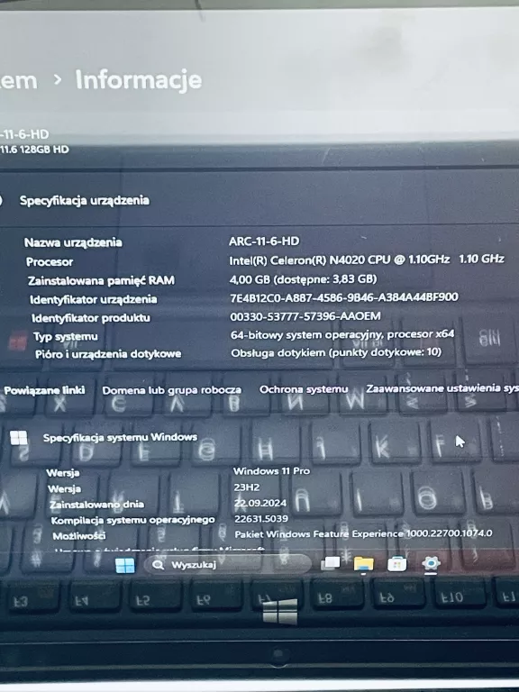 LAPTOP TECHBITE ARC 11.6 HD 4GB/128GB WIN 11 PRO IC N4020 DOTYK