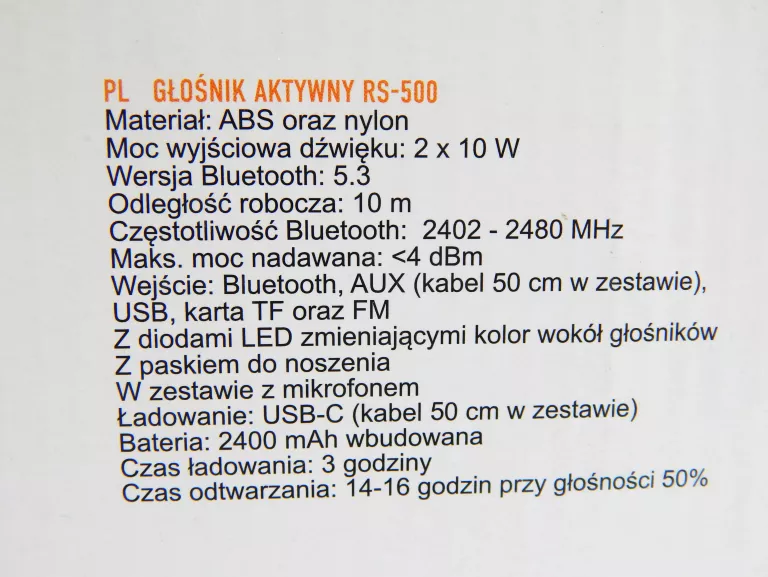 GŁOŚNIK RS-500 ROSELAND 20 W CZARNY