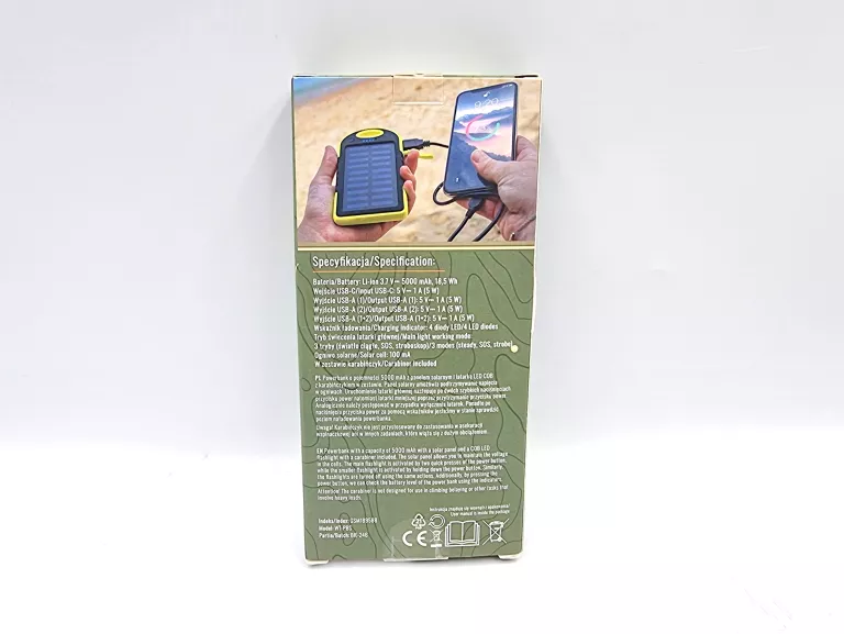 WILD TREK POWERBANK SOLARNY Z LATARKĄ 5000 MAH