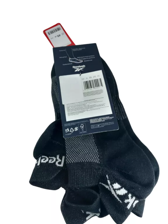 SKARPETY REEBOK 40-42 CZARNE MĘSKIE