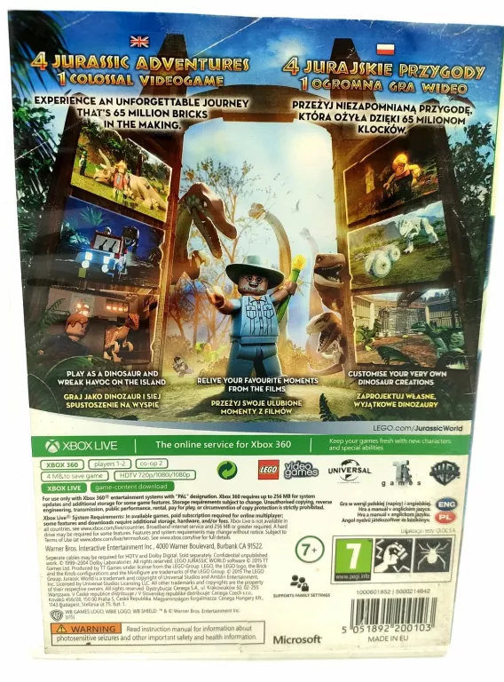 GRA LEGO JURRASSIC WORLD XBOX360 ! WARTO !