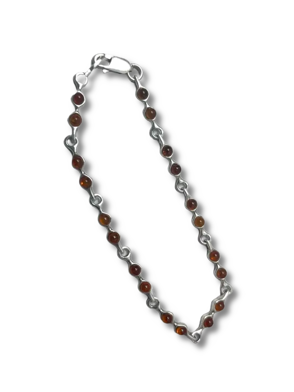 SREBRNA BRANSOLETKA BURSZTYNKI P:925 W:6,18G