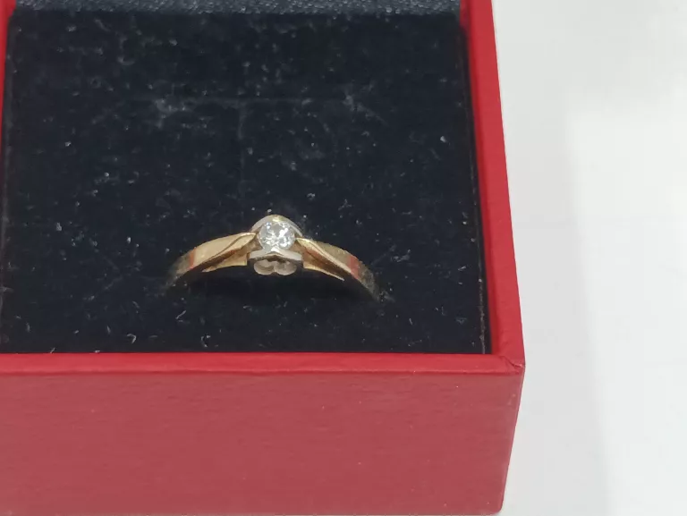 ŚLICZNY ZŁOTY PIERŚCIONEK Z DIAMENTEM 1,88G/PR585/R12 CERTYFIKAT
