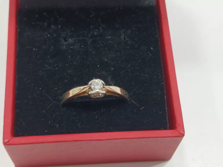 ŚLICZNY ZŁOTY PIERŚCIONEK Z DIAMENTEM 1,88G/PR585/R12 CERTYFIKAT