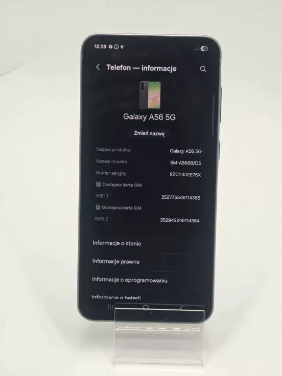 TELEFON SAMSUNG A56 5G 8/256GB IMEI 352775546114365 KOMPLET