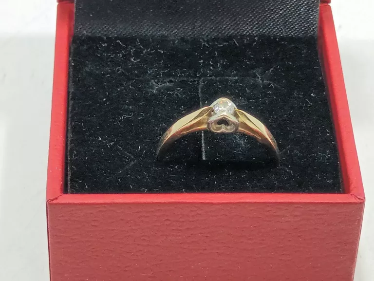 ŚLICZNY ZŁOTY PIERŚCIONEK Z DIAMENTEM 1,88G/PR585/R12 CERTYFIKAT
