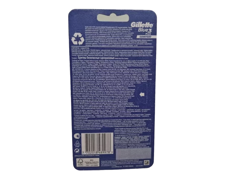 GILLETTE BLUE3 PLUS COMFORT JEDNORAZOWA MASZYNKA DO GOLENIA DLA MĘŻCZYZN 8