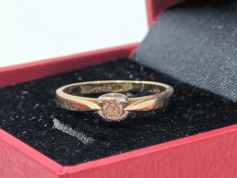 ŚLICZNY ZŁOTY PIERŚCIONEK Z DIAMENTEM 1,88G/PR585/R12 CERTYFIKAT