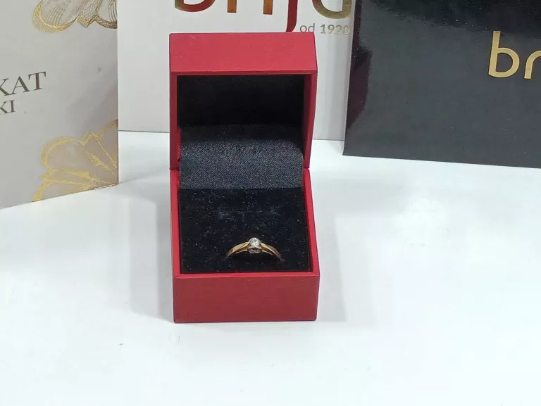 ŚLICZNY ZŁOTY PIERŚCIONEK Z DIAMENTEM 1,88G/PR585/R12 CERTYFIKAT