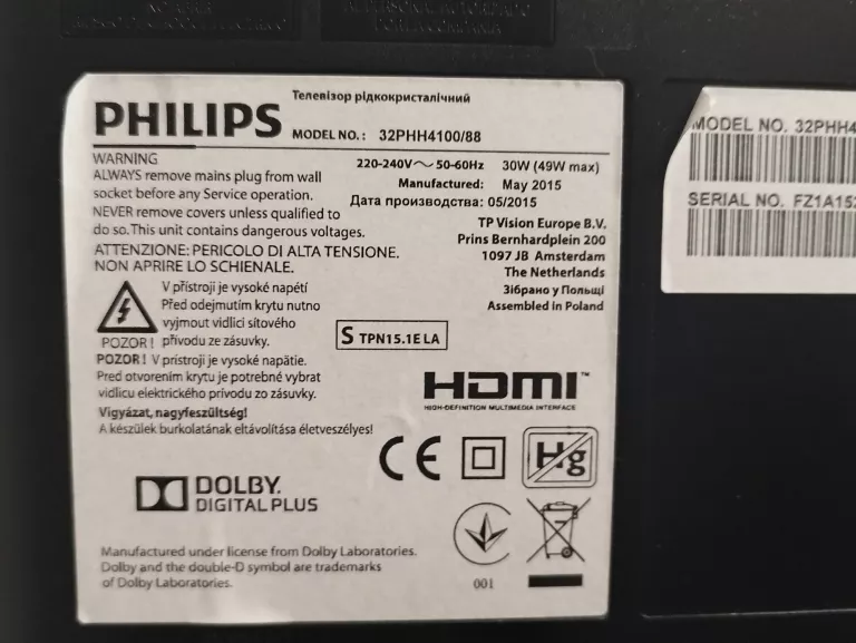 TELEWIZOR PHILIPS 32PHH4100 32'' 1366X768PX 100HZ