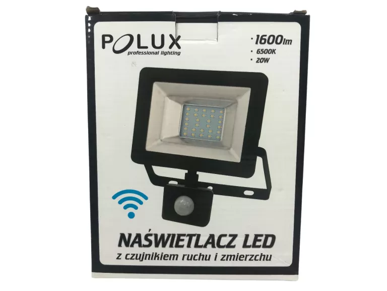 NAŚWIETLACZ LED POLUX 20W CZUJNIK RUCHU KPL