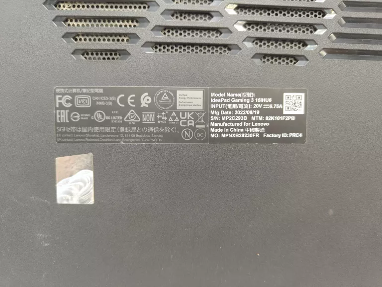 LAPTOP LENOVO IDEAPAD GAMING 3 15IHU6 15,6