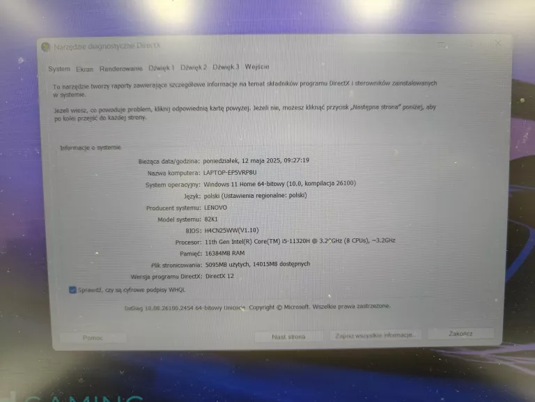 LAPTOP LENOVO IDEAPAD GAMING 3 15IHU6 15,6