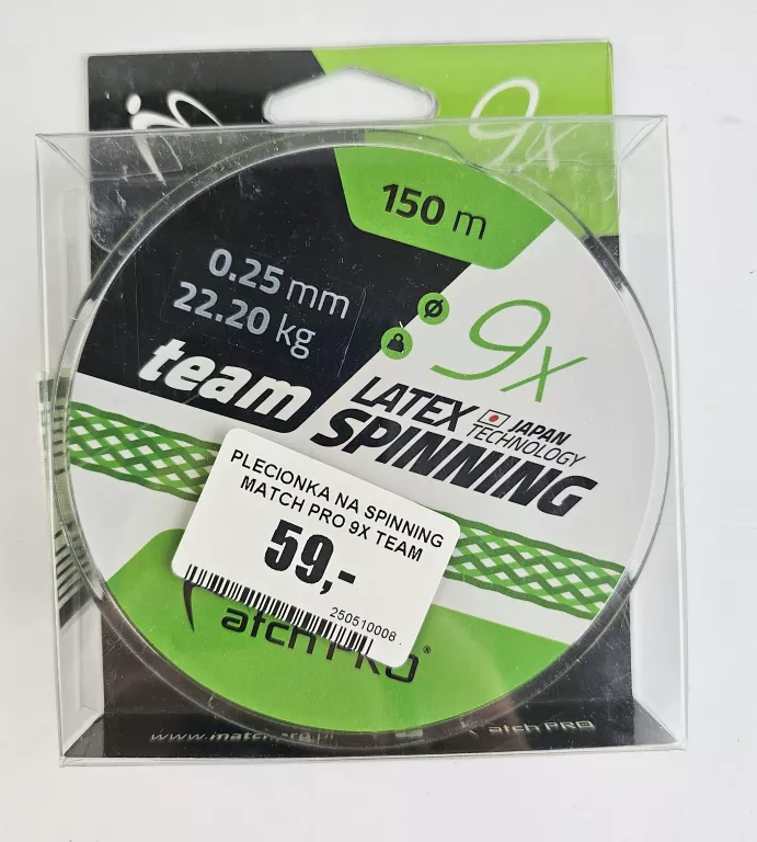 PLECIONKA NA SPINNING MATCH PRO 9X TEAM SPINNING LATEX 150M 0,25MM 22,20KG