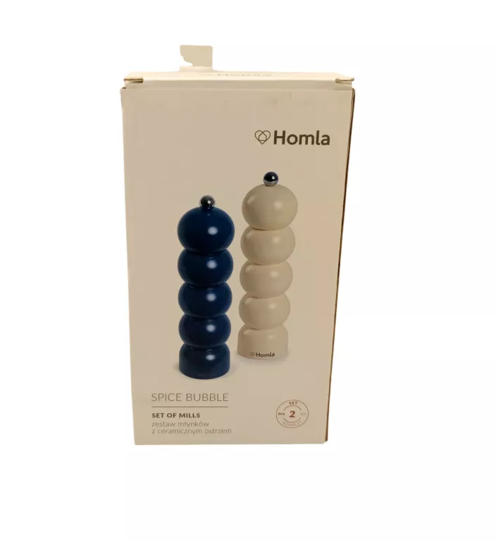 HOMLA ZESTAW MŁYNKÓW SPICE BUBBLE 2 SZT NIEBIESKI BIAŁY 21CM