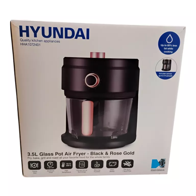 HYUNDAI ELECTRONICS HHA 1072401 – AIRFRYER ZE SZKLANYM DZBANKIEM – 3,5 L