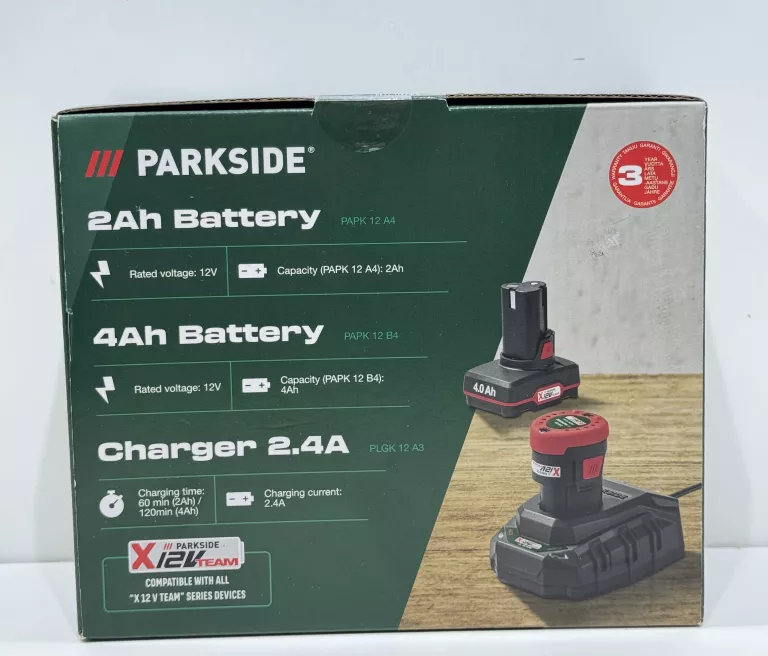PARKSIDE 2AH BATERIA + 4AH BATERIA + ŁADOWARKA 2.4 - ZESTAW