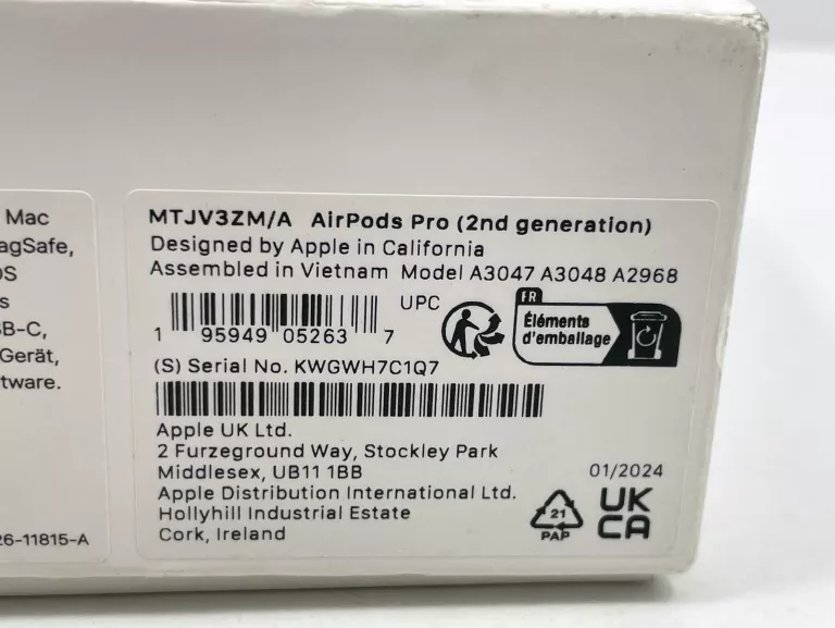 SŁUCHAWKI APPLE AIRPODS PRO 2 GEN MAGSAFE MTJV3ZM/A