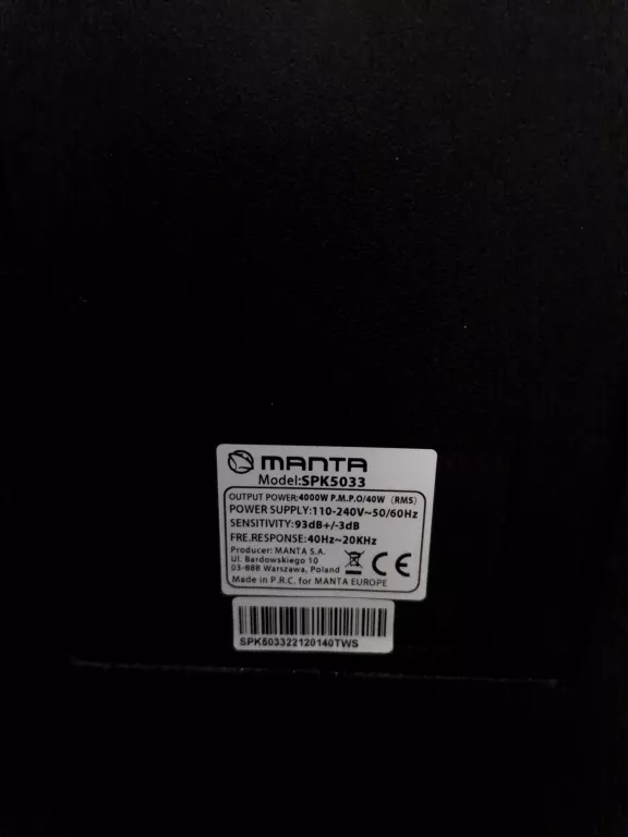 GŁOŚNIK KARAOKE MANTA SPK5033