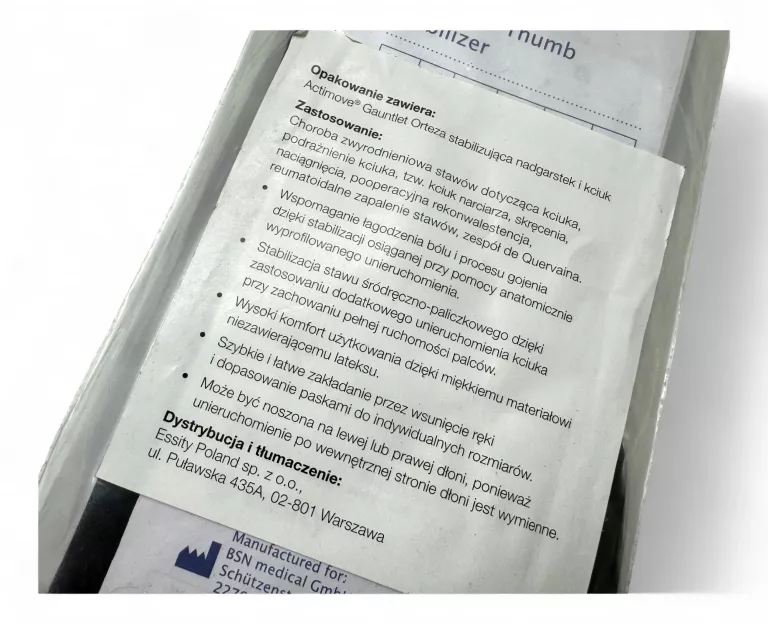 ORTEZA STABILIZUJĄCA NADGARSTEK I KCIUK ACTIMOVE ROZMIAR M CZARNA