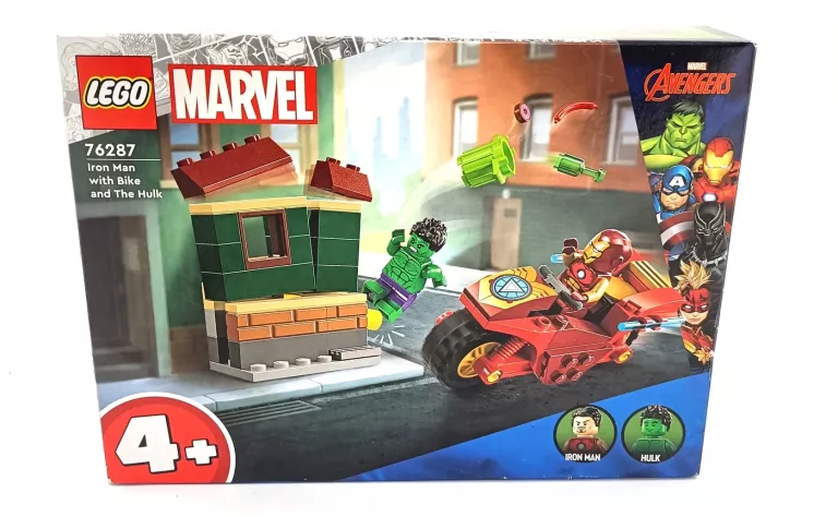 ZESTAW KLOCKÓW LEGO MARVEL 4+ IRON MAN Z MOTOCYKLEM THE HULK 7628