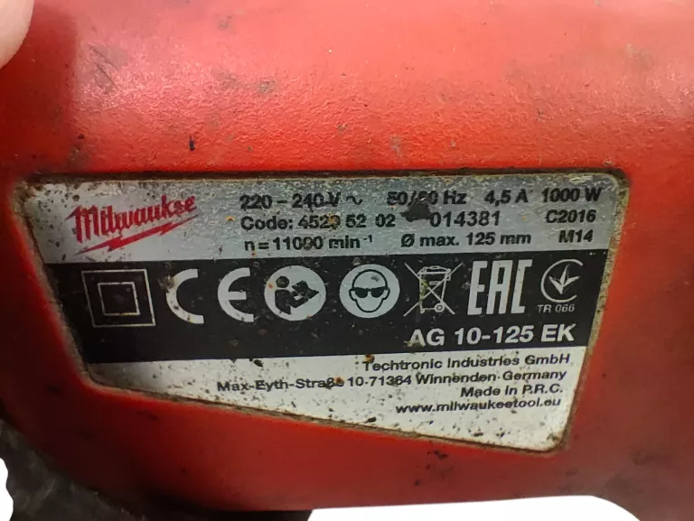 SZLIFIERKA MILWAUKEE AG10 125EK